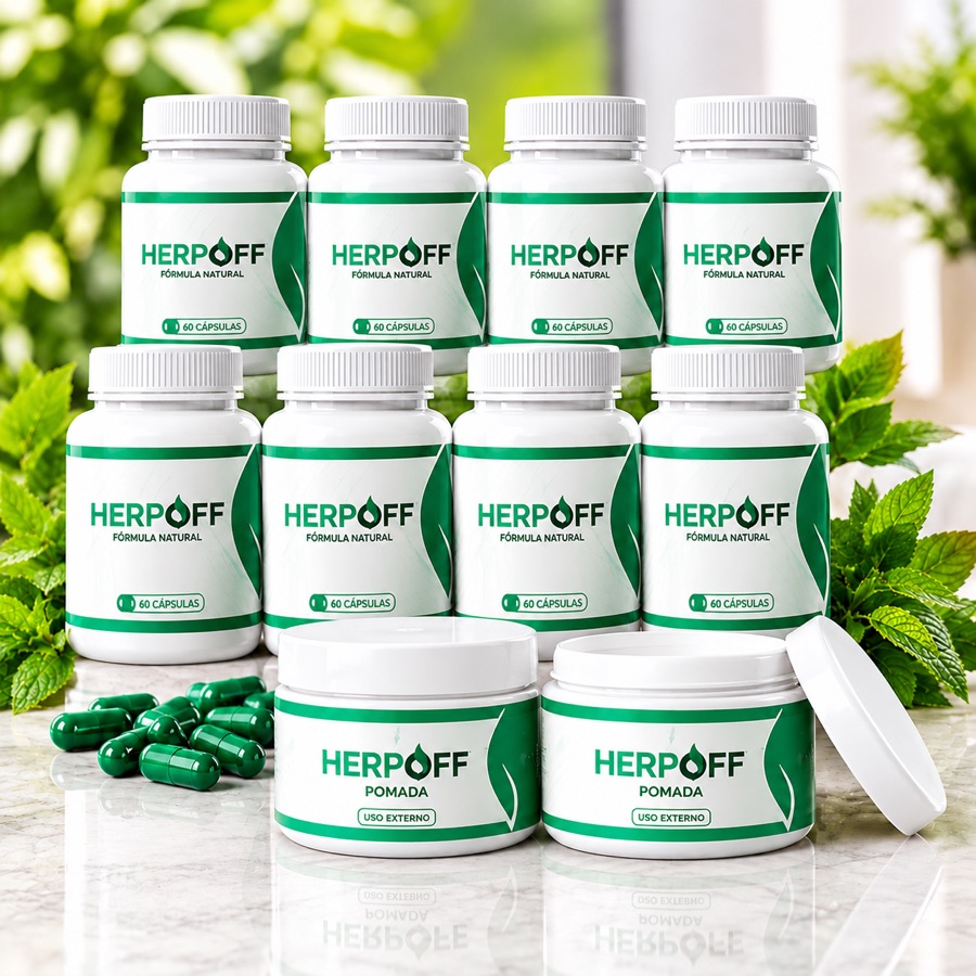 12 Frascos de HERPOFF e 2 potes de Pomada HERPOFF